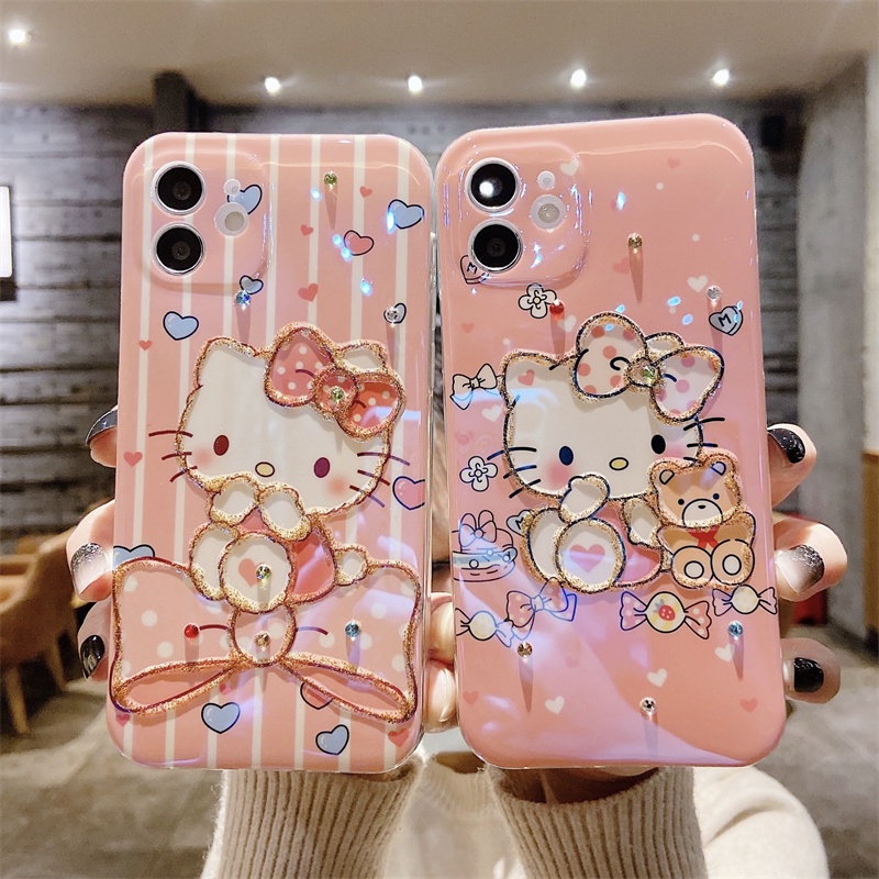 Hello Kitty case iPhone 12 pro mx 11 pro max X/Xs max XR 7/8/se2020 7plus/8plus 6/6s plus wrist strap soft shell casing iphone