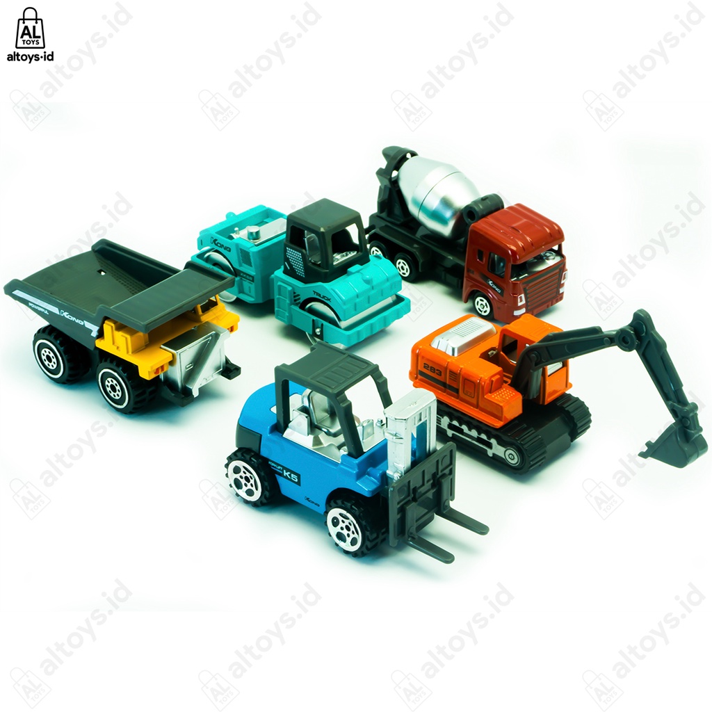 Diecast Kontruksi Truck Molen Exsavator Buildozer Forclip Diecast Mobil Kontruksi Set