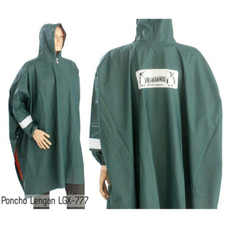 Jas Hujan Ponco Lengan Penguin LGX 777/Jas Hujan PENGUINS LGX777 Bahan 100% PVC Tebal Ukuran All Size (Murah)