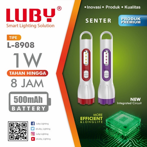 Luby L8908 Senter LED Super Terang / Lampu Emergency 2 in 1