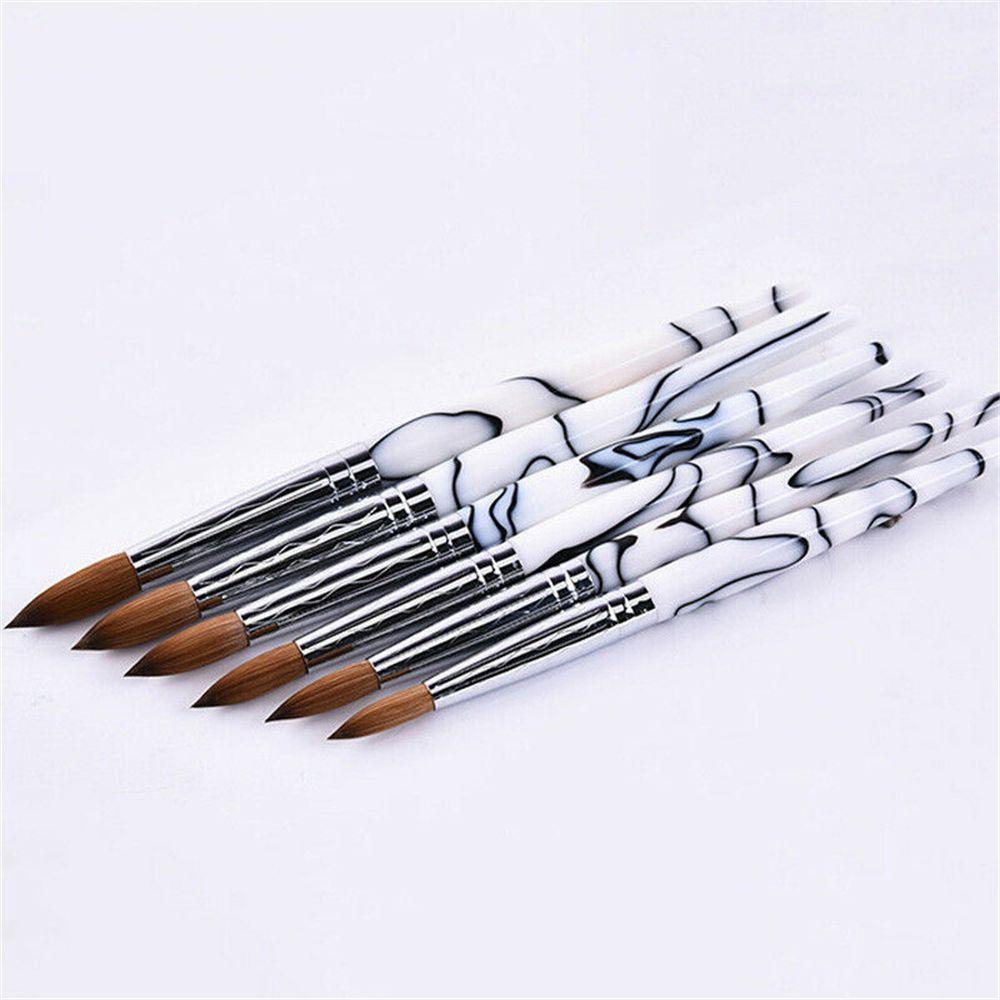 R-flower Acrylic Nail Brushes Fashion Ukuran 4-24 Salon Rumah DIY Gagang Marmer