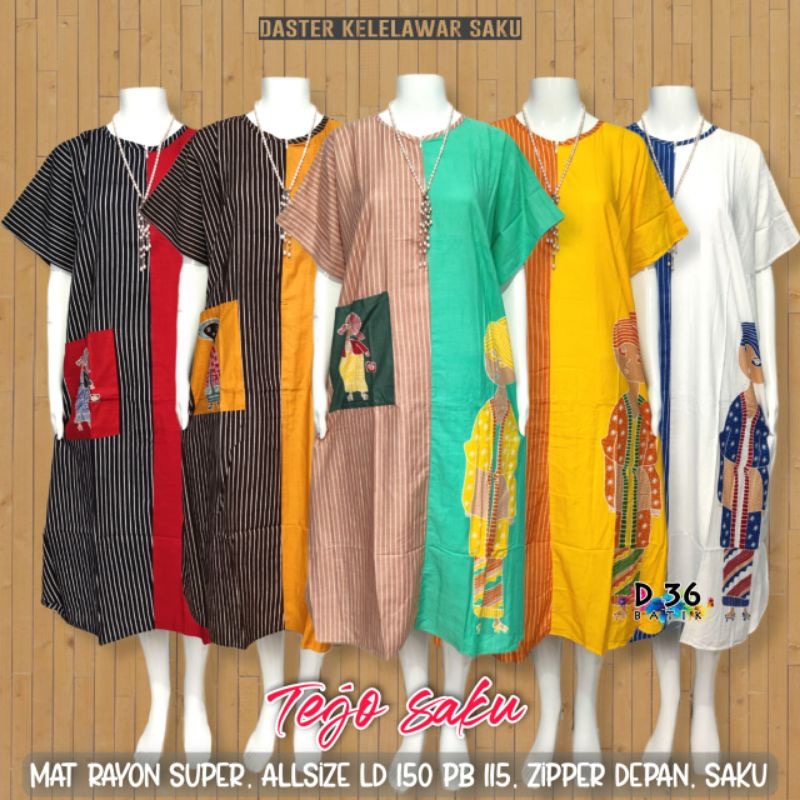 Daster Tedjo Saku Kelelawar Batik Homedress Baju Tidur Rayon Pastel Baju Tidur Kartun Jumbo