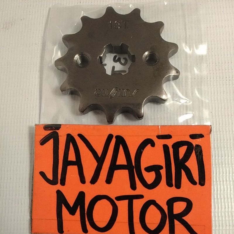 Gear Depan Shogun RC Tornado Satria 13T 14T 428 2T 110 2Tak RU 120 FD GS GX Gigi Tarik 428-13T 428-14T Bravo Rantai Roda Chain Kit Chainkit Sprocket Gear Set Gearset Gir Girset Belakang Drive Komplit Front Sunstar Suzuki SGP Indoparts 100 13 14 T Mata Ori-Sunstar - 13T
