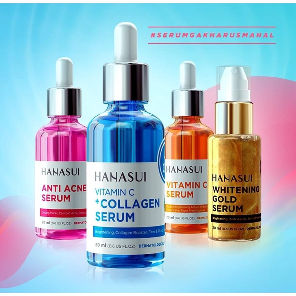 [BPOM] SERUM HANASUI VIt C Collagen Whitening Anti Acne Jaya Mandiri Original BPOM Pink Orange Emas