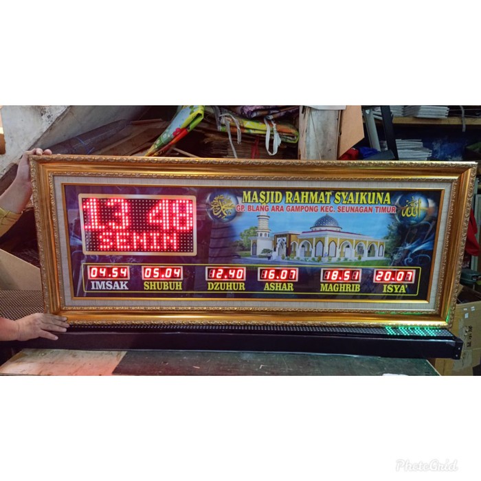 Jam Digital Masjid Waktu Adzan Running Teks Custom Nama 50 x 125 cm