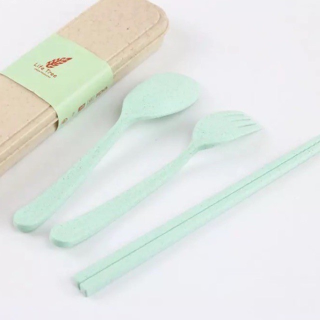 Wheat Fiber Flatware/ Travel Cutlery Set / Travel Eatery Set / Sendok Garpu Dan Sumpit Set