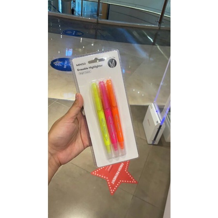 

sale miniso erasable highlighter dual tip isi 3 pcs