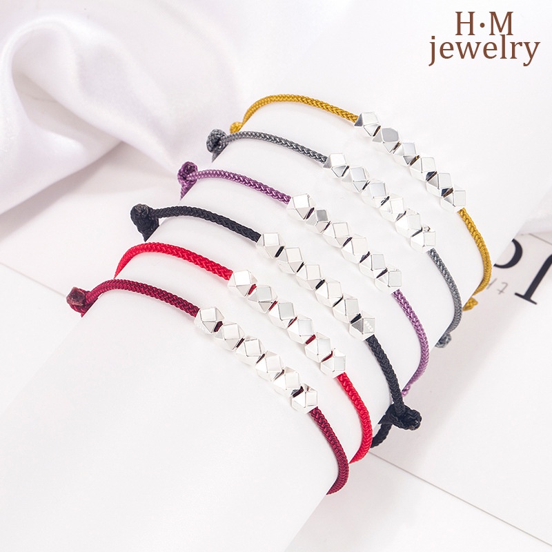 Gelang Tali Warna Merah Bahan S925 Silver Untuk Pasangan