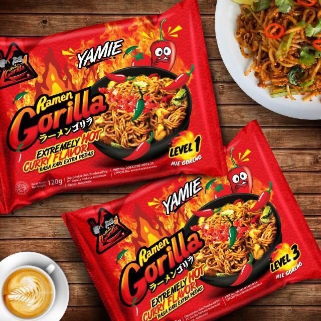 Mie Goreng Ramen Gorilla Juaranya Pedas  Best Seller (120gr)