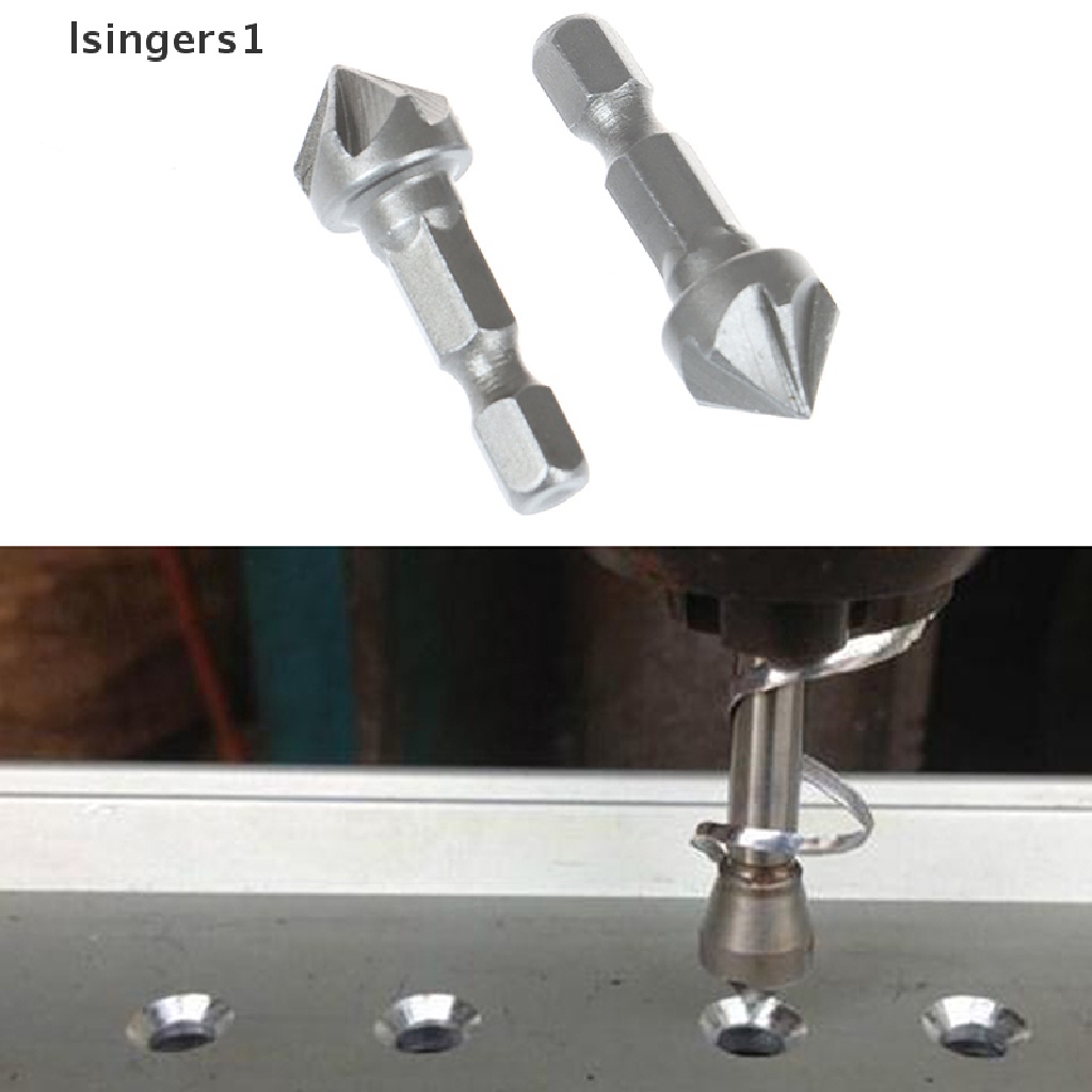 (lsingers1) Mata Bor 6 Flute Countersink Chamfer Gagang hexagon Untuk Pengerjaan Kayu