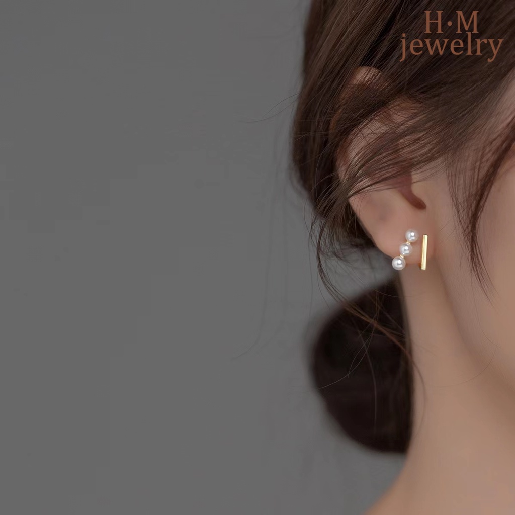 Anting Tusuk Gantung Desain Geometri Hias Mutiara Gaya Simple Compact Untuk Wanita 2022