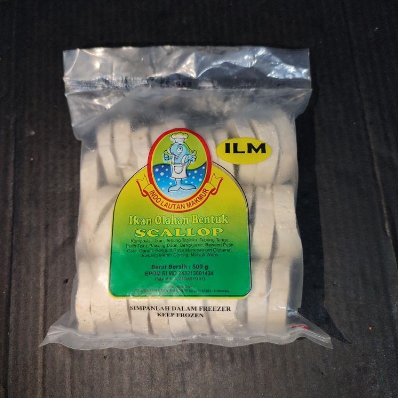 Scallop produk ILM netto 500 gram Olahan Ikan Tempura frozen food