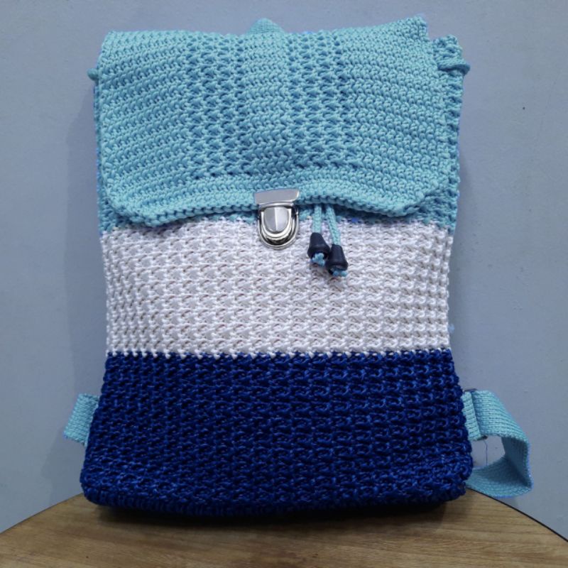 Tas Ransel Rajut Blaster - SenjabyAtsa-Biru muda - biru