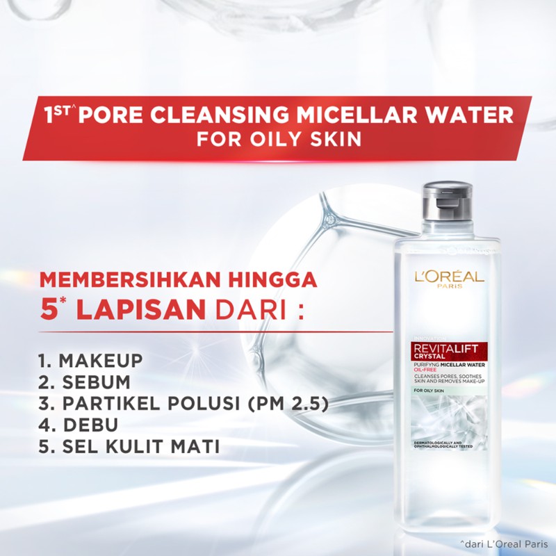 L'OREAL PARIS REVITALIFT CRYSTAL Purifying Micellar Water | ❤ jselectiv ❤ Micellar Water (Pembersih Make Up) LOREAL - ORI✔️BPOM✔️COD✔️