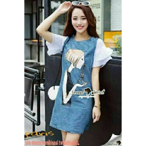 Dress Lengan Setengah Model Lurus Panjang Se Lutut Motif Garis Gaya Korea i299619512587189 Dress Seo