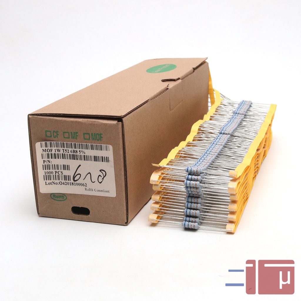x10 Resistor 6R8 6.8 Ohm 1W Metal Oxide 5% Taiwan Kaki Tembaga
