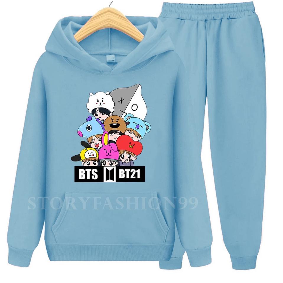 "SRL.16Sp21ᴼ" Setelan Sweater anak perempuan Motif BT21 x BTS Baju Setelan Sweater anak perempuan