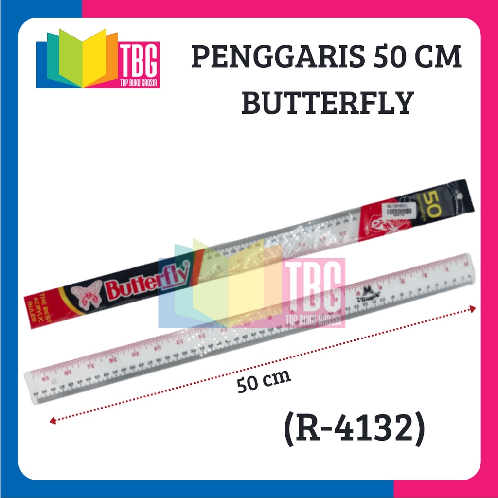 

1 PCS PENGGARIS ACRYLIC 50CM BUTTERFLY (R-4132) - GARISAN RULER AKRILIK BENING TRANSPARAN