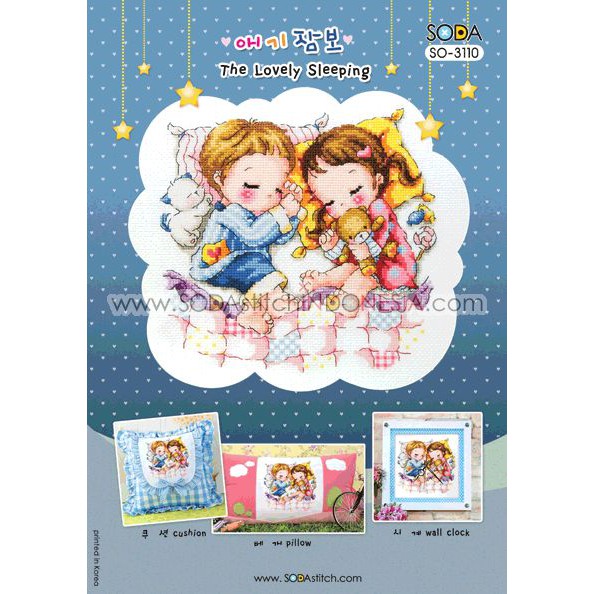 Paket DIY Craft Sulam Kristik Strimin Cross Stitch Sodastitch SO-3110 - The Lovely Sleeping Korea