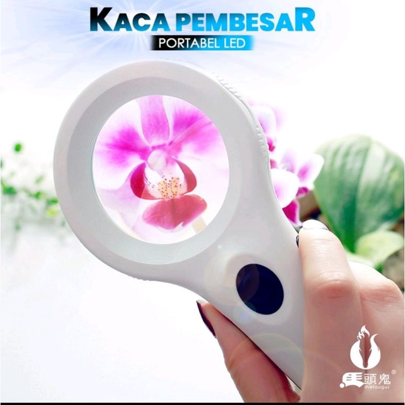 Kaca Pembesar Magnifiying Glass Loop Portable LED Hight  Light 6BZ6