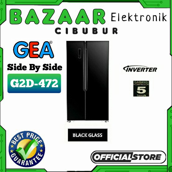 terbatas GEA KULKAS SIDE BY SIDE G2D-472  G2D 472  G2D472 BLACK JABODETABEK Berkualitas