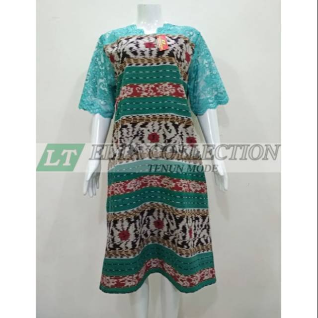 Dress Tenun Kombinasi Brokat Shopee Indonesia