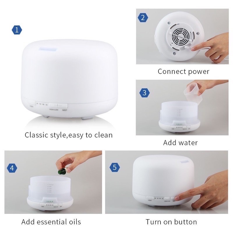 Humidifier air 500ml / Aromaterapi diffuser difuser - air purifier 7 color LED