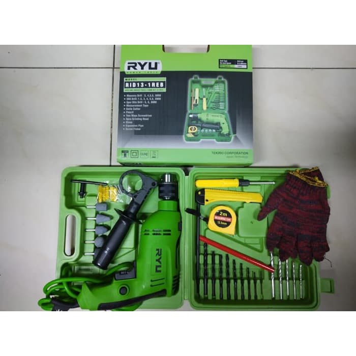 MESIN BOR SET 13MM RYU TEKIRO BOR TEMBOK BOR BESI BOR KAYU SET New / Original