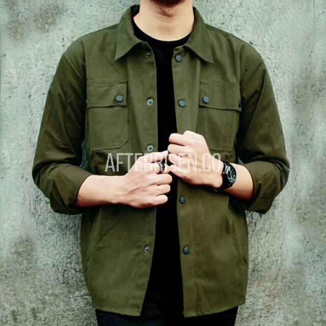 Jaket semiparka pria hijau army / Semi parka  - Semi parka hijau army - Field jaket