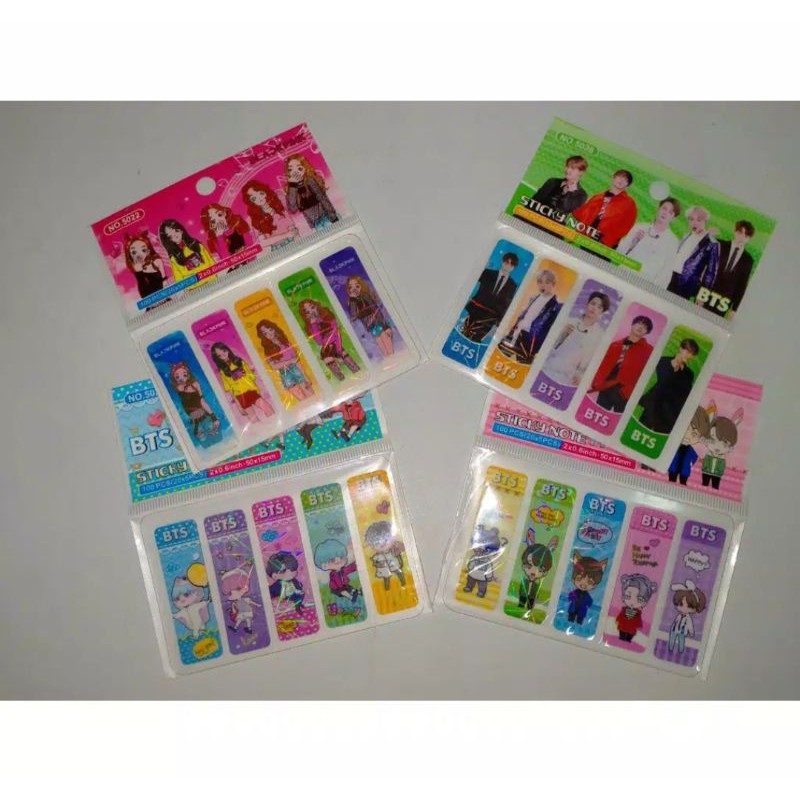 Vinztstore - Sticky Note 1 Set Pembatas Buku BTS Hologram isi 100pcs K-POP BT21 BTS Memo Stick