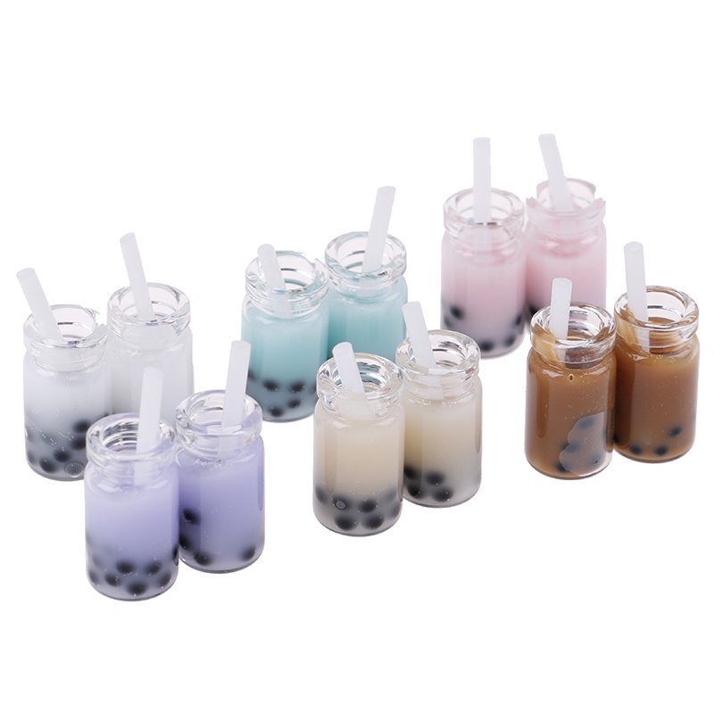 (R1Id &amp; Available) 2pcs Miniatur Minuman Pearl Milk Tea Untuk Aksesoris Rumah Boneka 1 / 12