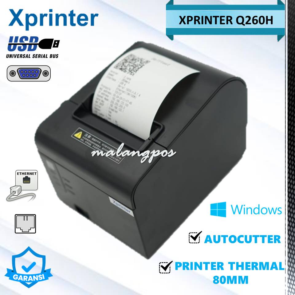 Xprinter Q260H 80mm Autocutter XP-Q260H Printer Thermal Kasir  USB Serial LAN Support RJ11