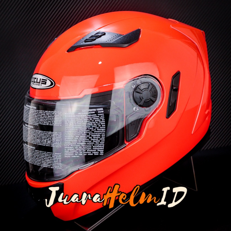 ZEUS Helm ZS813 SOLID / Neon Orange / FULL FACE ZS-813 Double Visor