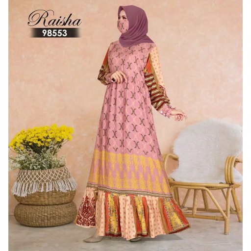 Home Dress Batik Gamis Raisha Motif Batik Bahan Rayon Viscose Premium
