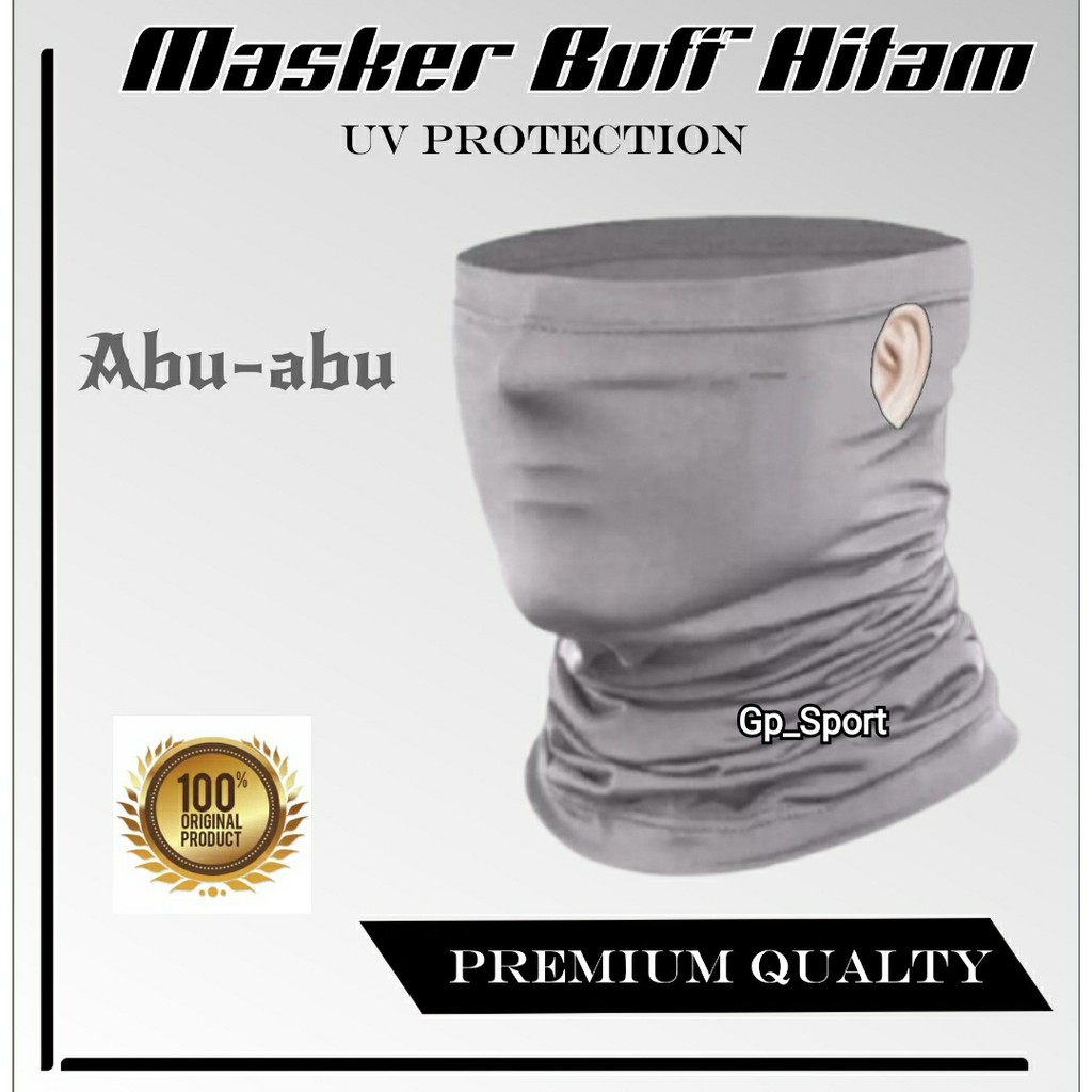 Masker Buff Bandana Pria Pengendara Motor Abu Polos Tebal Premium