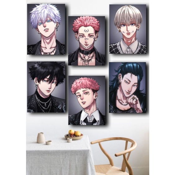 Poster Frame Kayu Jujutsu Kaisen Itadori Anime Wall decor