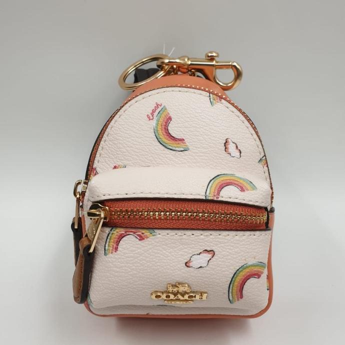 ACC TAS WANITA Coach - Backpack Coin Case with Allover Rainbow Print