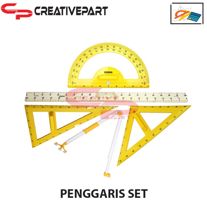 

Paket Penggaris, Jangka, Busur, Segitiga Besar Untuk Guru (5 Pcs ) / Paket Penggaris Guru
