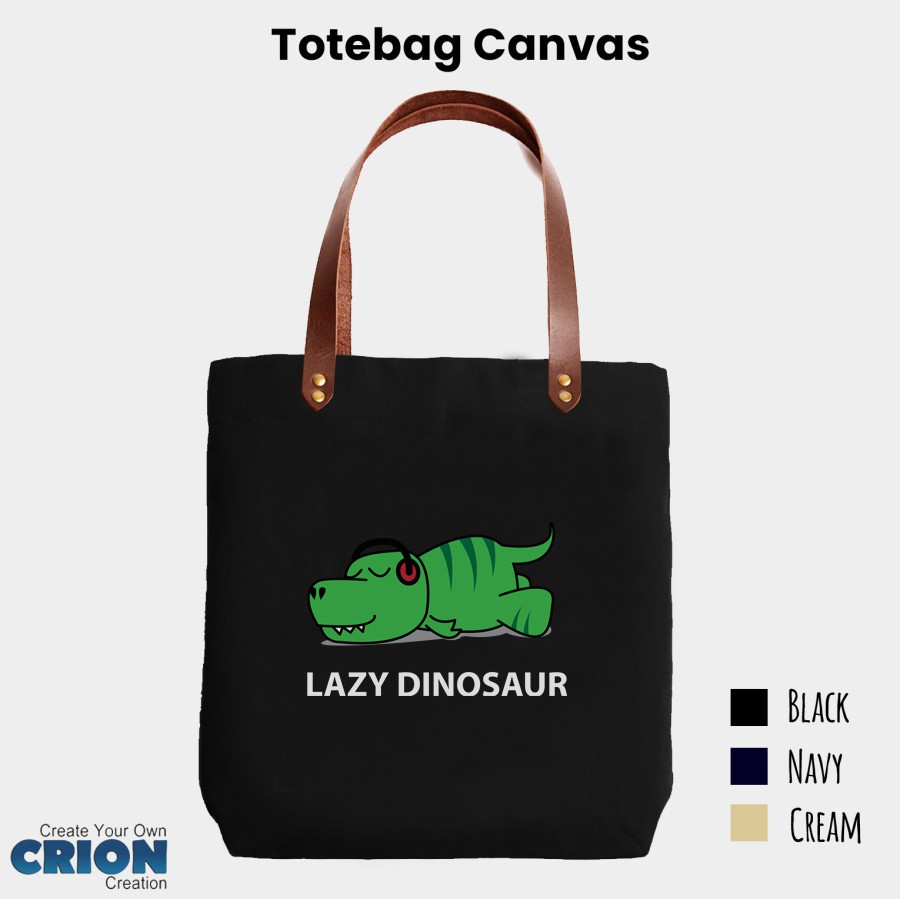 Totebag Canvas Synthetic Leather Strap Cute Dino Series - By crion