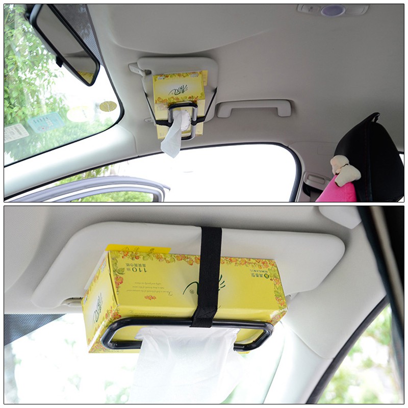 Tempat Kotak Kertas Tisu Mobil Car Sun Visor Kursi Belakang Tissue Napkin Paper Box Holder Universal Auto Seat Strap Hanger Aksesoris Mobil