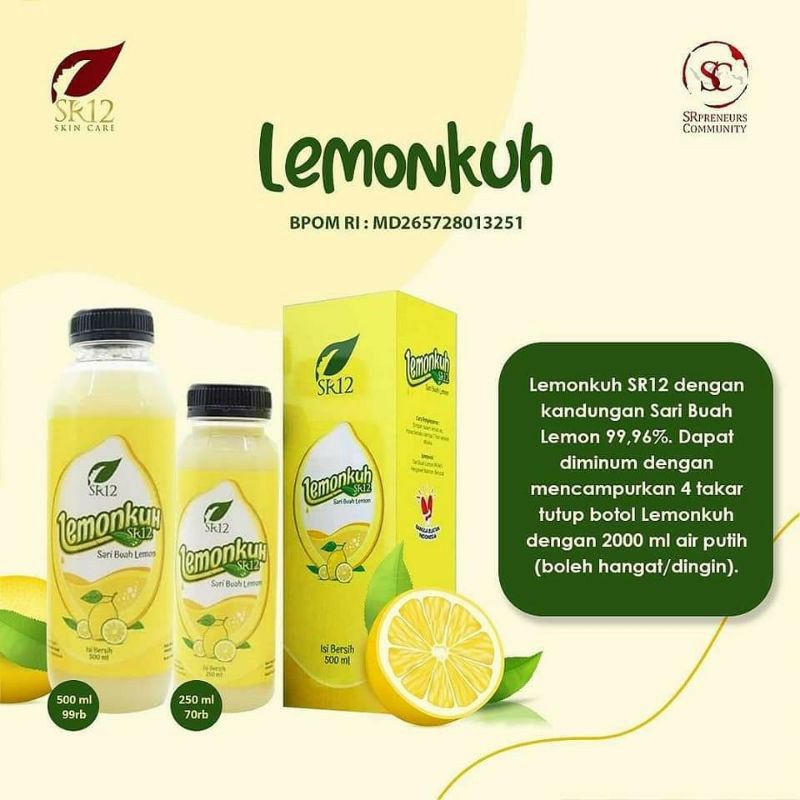 

SARI BUAH LEMON ASLI/LEMONKUH SR12 ISI 250 ML DAN 500 ML