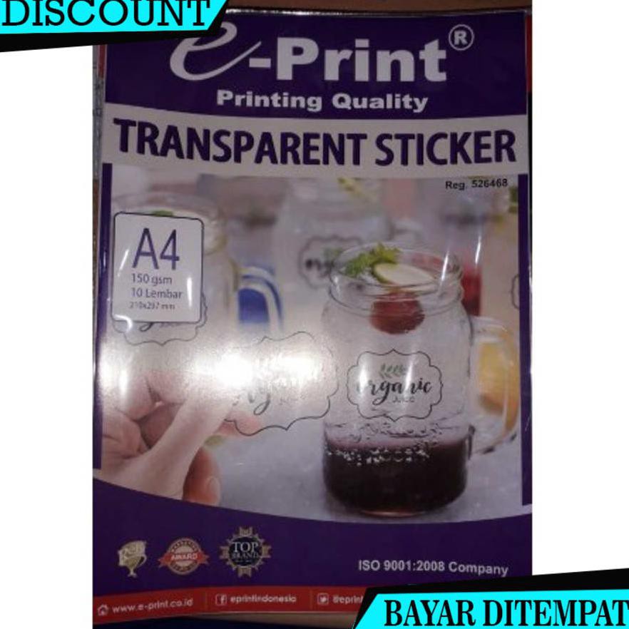 

(BAYAR DITEMPAT) PACK TRANPARANT STICKER A4 150GSM EPRINT - 10S NA3533