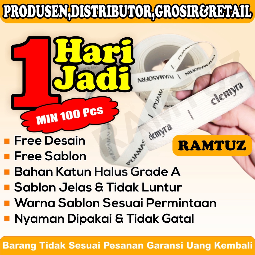 

[MIN 100 PCS] label pita katun label pita label masker label hijab label custom pita box pita hampers label baju label gamis label songkok free desain