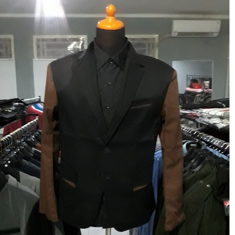 JAS PRIA SLIM FIT ARKANA - JAS PRIA EXECUTIVE SEMI FORMAL KOREA STYLE CASUAL KOMBINASI HITAM COKLAT