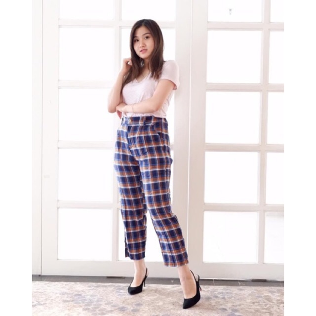 Cheked Pants Celana Kotak kotak Shopee  Indonesia