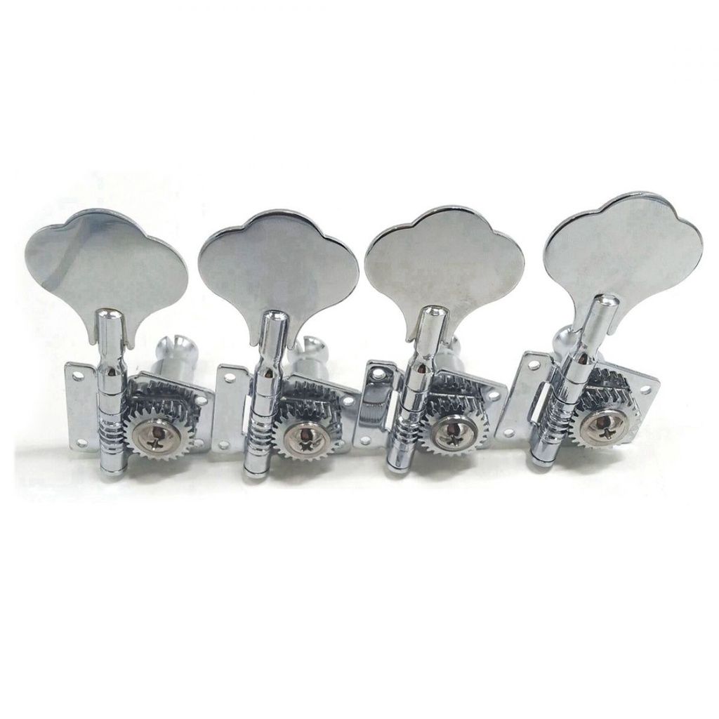 4pcs Tuning Pegs 4R Tipe Open Warna Silver Untuk Bass Elektrik Jazz