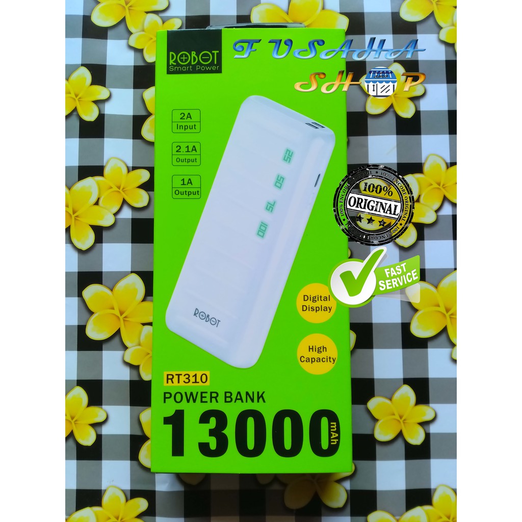Vivan Robot ORIGINAL RT310 13000mAh 2 USB Ports Power Bank Powerbank rt 310