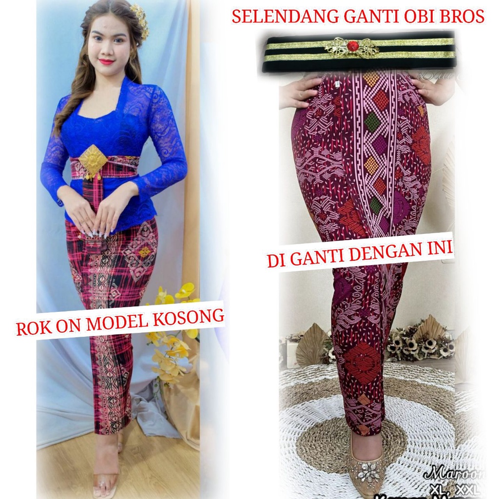Setelan kebaya sofia strait LILY kebaya bali lengan panjang bahan melar dan rok moscreft selendang Kebaya pengantin pesta wisuda modern-Biru tua