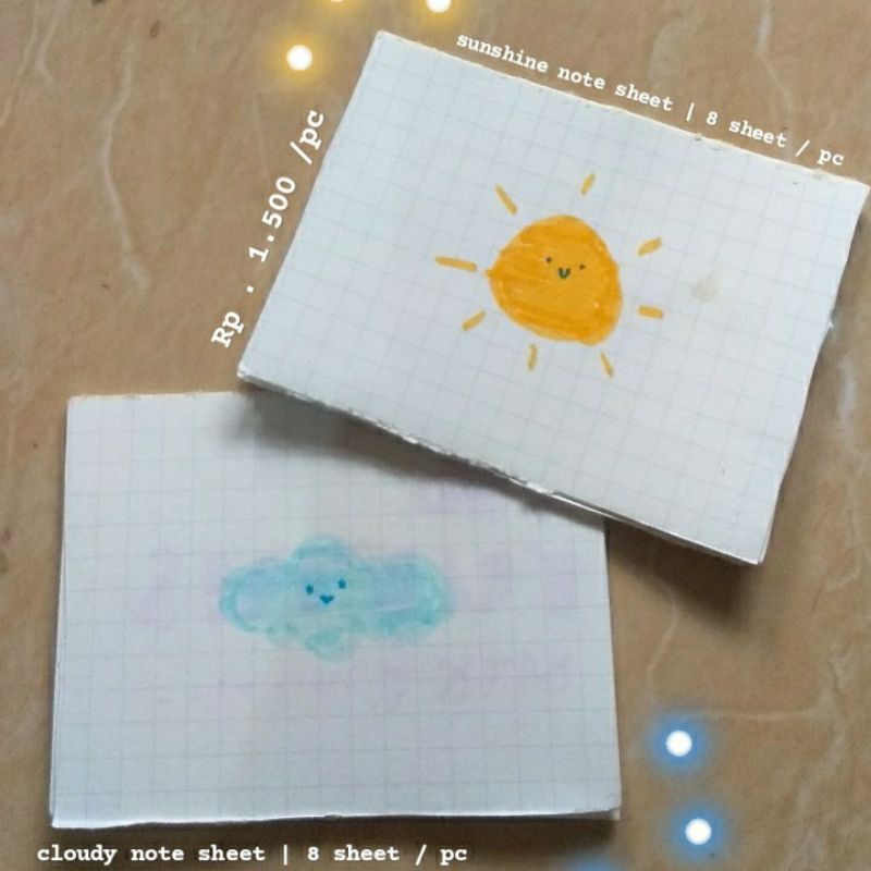 

Sunshine & cloudy memo pad / memo sheet / note sheet