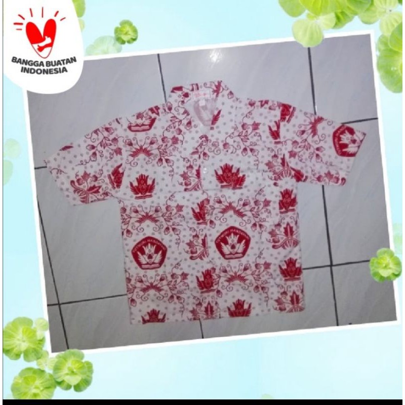 Terlaris Baju Seragam Sekolah Anak Sd Baju Batik Warna Merah Lengan Pendek Kelas 1-6 Sd